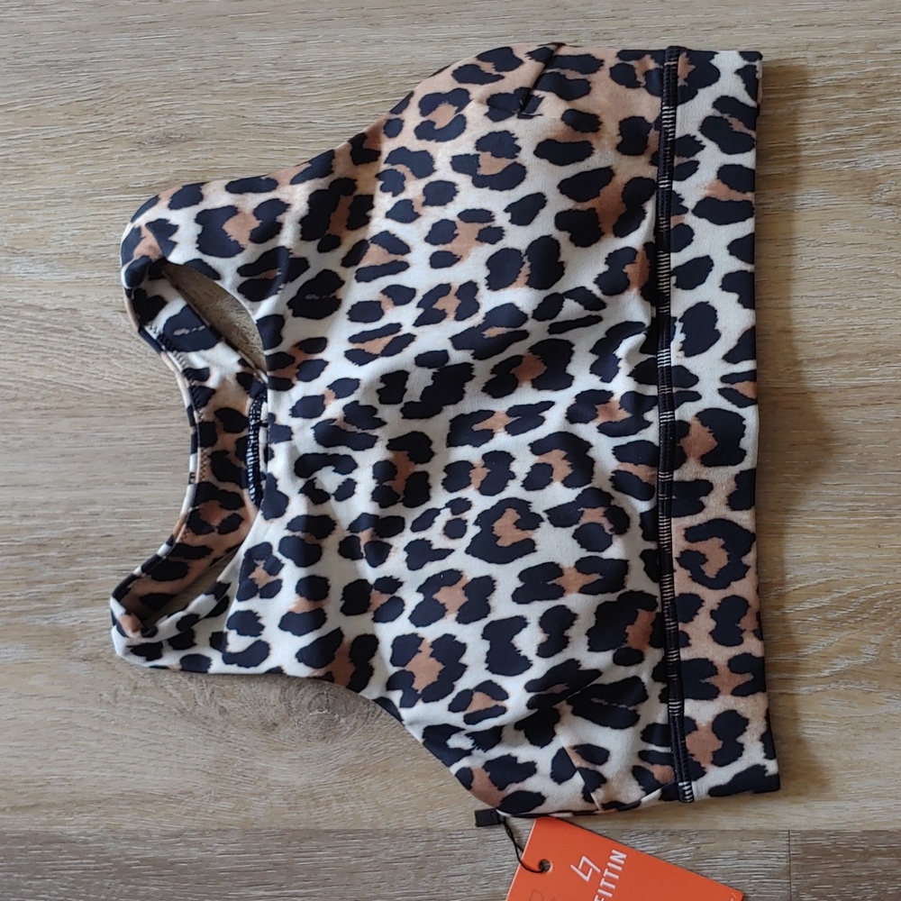 NWT Fittin Leopard Print Padded Sport Bra Size S